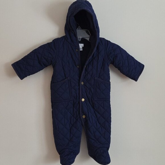 RALPH LAUREN | Layette Boys Quilted Barn Bunting Snowsuit Navy sz 6M - Picture 1 of 6